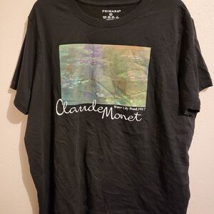 Black Claude Monet Graphic T-Shirt Primark Germany Size XL Womans